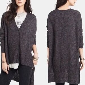FREE PEOPLE Women’s Marled Cardigan Small Hi-Low Oversized Boho Linen Blend